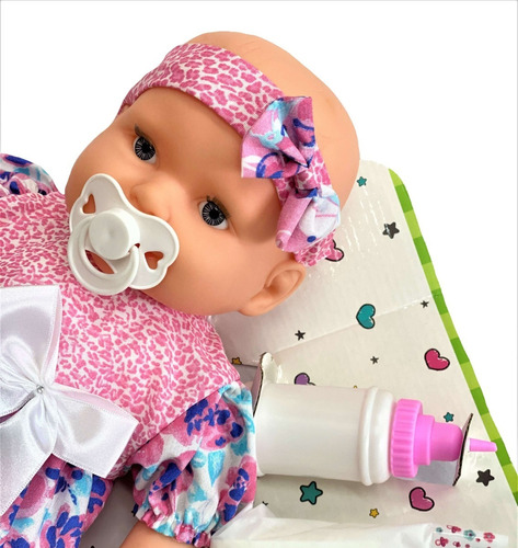 Boneca Bebê Reborn Vick Baby Frases Mamadeira, Chupeta Promo